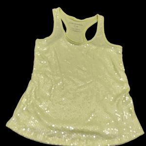 Womens Yellow Aeropostale Sparkly Racer Back Tank Top SZ S/P Bling